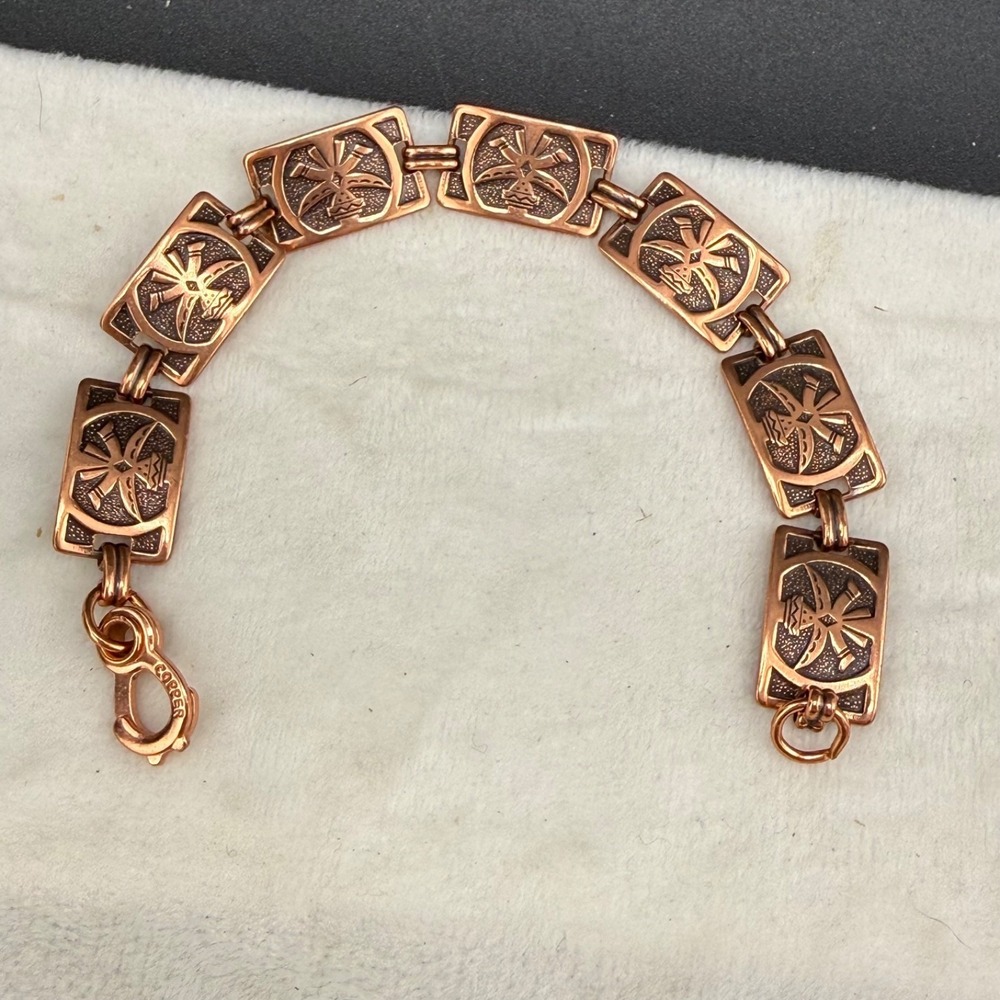 Western Copper Bracelet Aztec Ethnic 7.5"